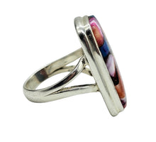 Load image into Gallery viewer, Oyster Turquoise &amp; Pink Opal Ring, Size 7, Rectangle Shaped, Sterling Silver, Organic Natural, Love Stone, Copper Turquoise