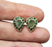 Load image into Gallery viewer, Vintage style Emerald Studs, Sterling Silver, May Birthstone, Stone of Inspiration, Memory Stone, Infinite patience, Green Gem - GemzAustralia 
