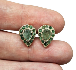 Vintage style Emerald Studs, Sterling Silver, May Birthstone, Stone of Inspiration, Memory Stone, Infinite patience, Green Gem - GemzAustralia 