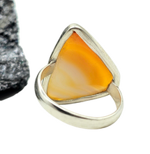 Load image into Gallery viewer, Botswana Agate Ring, Size 8.5, Sterling Silver, Orange &amp; White banded Gemstone, The Stone of Change, Harmony Stone, Balance Gemstone - GemzAustralia 