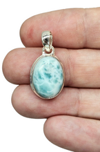 Load image into Gallery viewer, Oval Larimar Pendant, Water &amp; Fire Gemstone, Dolphin Stone, Stone of Atlantis, Sterling Silver, Spiritual Gemstone - GemzAustralia 