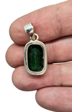 Load image into Gallery viewer, Seven Carat Emerald Pendant, Sterling Silver, May Birthstone, Rectangle, Inspiration Gem,  Action Stone, Infinite Patience