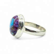 Load image into Gallery viewer, Purple &amp; Blue Mojave Turquoise Ring, Size 6.5, Round Shaped, Sterling Silver, Goddess Gem, Protection Stone