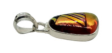 Load image into Gallery viewer, Molten Orange Dichroic Glass Pendant, Sterling Silver, Glass Art, Decorative Glass Pendant, Shifting Colour Patterns