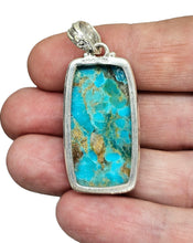 Load image into Gallery viewer, Rectangle Turquoise Pendant, Sterling Silver, December Birthstone, Blue Turquoise, Protection Stone, Love Stone, Genuine Arizona Turquoise