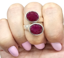 Load image into Gallery viewer, 11 carat Ruby Ring, Size 8.5, 40th Anniversary Stone, Sterling Silver, July Birthstone, Oval Faceted, Energy Stone