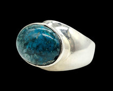 Load image into Gallery viewer, Chrysocolla Ring, Size 7, Sterling Silver, Oval Shaped, Turquoise Blue Gem, Communication Stone