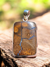 Load image into Gallery viewer, Rectangle Boulder Opal Pendant, Solid Opal, Australian Opal, Sterling Silver, October Birthstone, Precious Stone