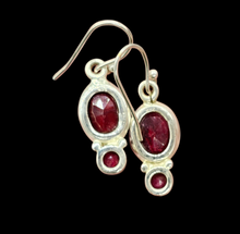 Load image into Gallery viewer, Genuine Ruby Earrings, July Birthstone, 40th Anniversary, Sterling Silver, Double Drops, Courage Gem, Passion Stone - GemzAustralia 