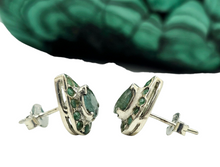 Load image into Gallery viewer, Vintage style Emerald Studs, Sterling Silver, May Birthstone, Stone of Inspiration, Memory Stone, Infinite patience, Green Gem - GemzAustralia 