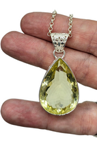Load image into Gallery viewer, Lemon Quartz Pendant, Sterling Silver, Massive Pear Shaped, 37 carats, Mental Clarity, Confidence Stone, Joy Stone - GemzAustralia 