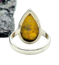 Load image into Gallery viewer, Bumblebee ring, Size P 1/2, Sterling Silver, Pear Shape, Eclipse Jasper, Fumarole Jasper, Bright Yellow, Orange &amp; Black Gemstone - GemzAustralia 