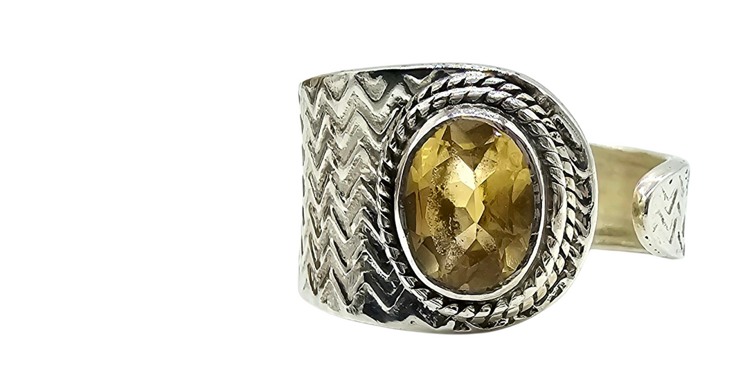 Citrine Ring, Adjustable Size, Sterling Silver, Oval Faceted, November Birthstone, Abundance Gemstone, Success Stone, Natural Gemstone