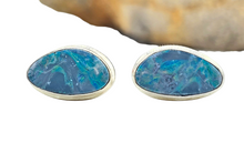 Load image into Gallery viewer, Australian Opal Studs, October Birthstone, Sterling Silver, Blue, Green &amp; Pink Opal, Doublets, Lucky Gemstone - GemzAustralia 