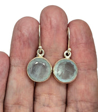 Load image into Gallery viewer, Round Faceted Aquamarine Earrings, March Birthstone, Sterling Silver, 7.5 carats, Courage &amp; Communication Gemstone