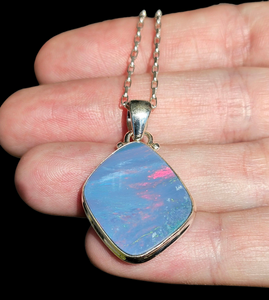 Australian Opal Doublet Pendant, October Birthstone, Blue and Pink Opal, Precious Gemstone, Pure Energy, Lucky Stone, Hope Stone - GemzAustralia 