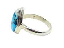 Load image into Gallery viewer, Ice Blue Dahlia Turquoise Ring, Size 10.75, Sterling Silver, Pear Shape, Copper Turquoise, Protection, Love Stone