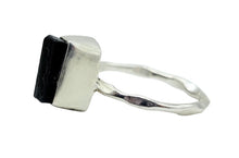 Load image into Gallery viewer, Rough Black Tourmaline Ring, Size 9, Sterling Silver, October Birthstone, Schorl Gemstone, Grounding Stone, Good Luck Stone