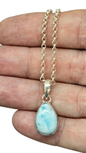 Load image into Gallery viewer, Larimar Pendant, Sterling Silver, Stone of Atlantis, Dolphin Stone, Pear Shaped, Spiritual Gemstone, Volcanic Gemstone