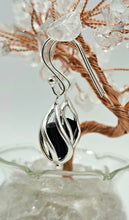 Load image into Gallery viewer, Black Tourmaline Cage Earrings, Sterling Silver, Raw Gemstones, Schorl Earrings
