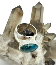 Load image into Gallery viewer, Chrysocolla Ring, Size 7, Sterling Silver, Oval Shaped, Turquoise Blue Gem, Communication Stone