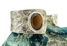 Load image into Gallery viewer, Adjustable Tiger's Eye Ring, Size 9, Sterling Silver, Kundalini Awakening, Courage Gemstone, Protection Amulet, Leo Zodiac
