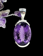Load image into Gallery viewer, AAA Amethyst Pendant, 25 carats, Oval Shaped, Sterling Silver, February Birthstone, Spiritual Stone, Natural Gemstone, Deep Purple Amethyst