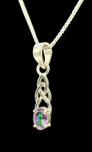 Load image into Gallery viewer, Mystic Topaz Pendant / Charm, Sterling Silver, Oval Shaped, Purple / Green Gemstone, Fire Topaz, Rainbow Topaz, Alaskan Ice