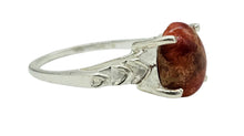 Load image into Gallery viewer, Art Deco Coral Ring, Size 7, Oval Shaped, Sterling Silver, Orange Red Coral, Love &amp; Prosperity Stone, Peace Stone