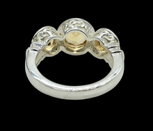 Load image into Gallery viewer, Citrine Trilogy Ring, Size 7, Sterling Silver, Three Stone Ring, November Birthstone, Artisanal Design - GemzAustralia 
