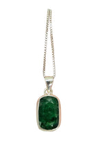 Load image into Gallery viewer, Seven Carat Emerald Pendant, Sterling Silver, May Birthstone, Rectangle, Inspiration Gem,  Action Stone, Infinite Patience