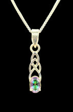 Load image into Gallery viewer, Mystic Topaz Pendant / Charm, Sterling Silver, Oval Shaped, Purple / Green Gemstone, Fire Topaz, Rainbow Topaz, Alaskan Ice