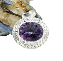 Load image into Gallery viewer, Amethyst Pendant, 6th Wedding Anniversary, Sterling Silver, February Birthstone, Purple Gemstone, Powerful Stone - GemzAustralia 