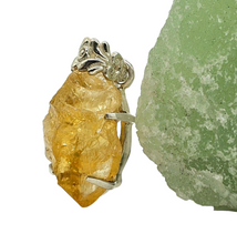 Load image into Gallery viewer, Raw Citrine Pendant, Sterling Silver, Rough Gemstone, November Birthstone, Prong Set, Happiness Gem, Success Stone - GemzAustralia 