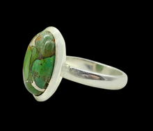 Load image into Gallery viewer, Green Mojave Turquoise Ring, Size 8, Sterling Silver, Oval Shape, Protection Stone, Goddess Stone