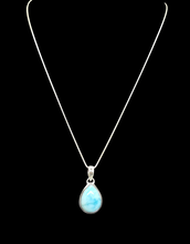 Load image into Gallery viewer, Pear Shaped Larimar Pendant, Dolphin Stone, Stone of Atlantis, Sterling Silver, Spiritual Gemstone, Fire &amp; Water Elements - GemzAustralia 