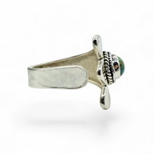 Load image into Gallery viewer, Blue Green Turquoise Ring, Adjustable, Sterling Silver, Round Shaped, Protection Stone, Love Stone, December Birthstone