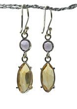 Load image into Gallery viewer, Citrine and Amethyst Earrings, Sterling Silver, November &amp; February Birthstones, Double Drops, Abundance Stone - GemzAustralia 