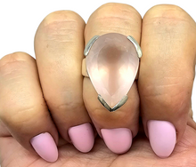 Load image into Gallery viewer, Rose Quartz Ring, Size 6.75, Sterling Silver, Pear Shape, 20 Carats, Love Stone, Unconditional Love, Pink Gem
