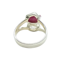 Load image into Gallery viewer, Raw Ruby &amp; Herkimer Diamond Ring, Size P 1/2, Sterling Silver, July and April Birthstones, Energy Stone