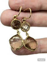 Load image into Gallery viewer, Lemon Quartz Earrings, Gold Plated Sterling Silver, Joy, Confidence, Energy, High Vibrational Stone, Double Drops