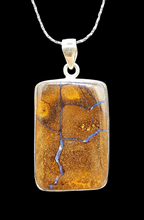Load image into Gallery viewer, Rectangle Boulder Opal Pendant, Solid Opal, Australian Opal, Sterling Silver, October Birthstone, Precious Stone