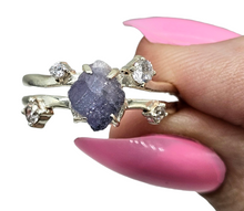 Load image into Gallery viewer, Raw Tanzanite Constellation Ring, Size 8, December Birthstone, Sterling Silver, Rough Tanzanite, Artisanal Piece