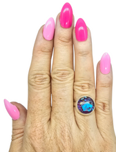 Load image into Gallery viewer, Purple &amp; Blue Mojave Turquoise Ring, Size 6.5, Round Shaped, Sterling Silver, Goddess Gem, Protection Stone