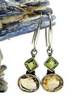 Load image into Gallery viewer, Citrine &amp; Peridot Earrings, Sterling Silver, November and August Birthstones, Visionary Gemstone, Oval Diamond Shape - GemzAustralia 