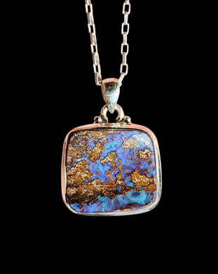 Australian Boulder Opal Pendant, Solid Opal, Australian Opal, Sterling Silver, October Birthstone, Precious Stone, Pure Energy