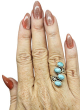Load image into Gallery viewer, Larimar Wrap Around Ring, Size 7 Sterling Silver, Dolphin Stone, Stone of Atlantis, 4 Stone Rng, Coastal Luxury, Bohemian Vibes