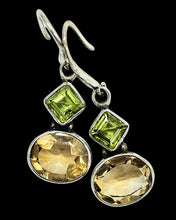 Load image into Gallery viewer, Citrine &amp; Peridot Earrings, Sterling Silver, November and August Birthstones, Visionary Gemstone, Oval Diamond Shape - GemzAustralia 