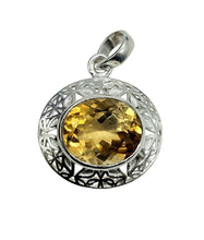 Load image into Gallery viewer, Citrine Pendant, Sterling Silver, 6 carats, Oval Faceted, November Birthstone, Money Stone, Success Stone, Stone of Abundance