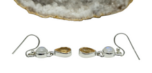 Load image into Gallery viewer, Citrine and Rainbow Moonstone Earrings, Sterling Silver, June and November Birthstones, Double Drops, Goddess Gem - GemzAustralia 